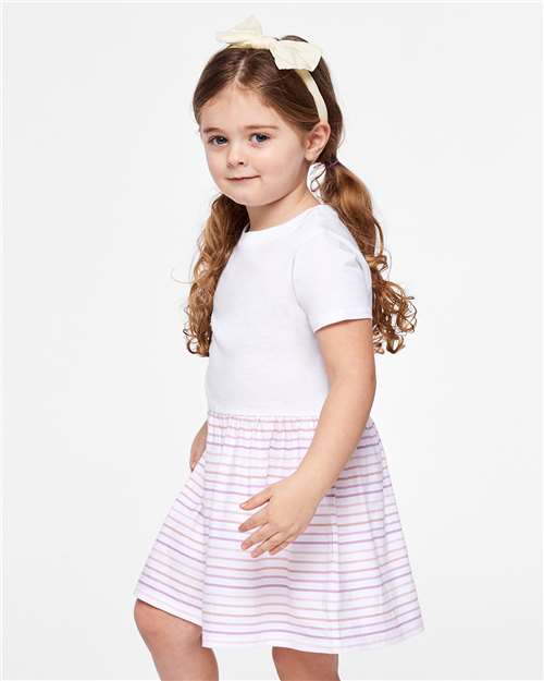 White/ Lilac Stripe Toddler Fine Jersey Dress - 5333