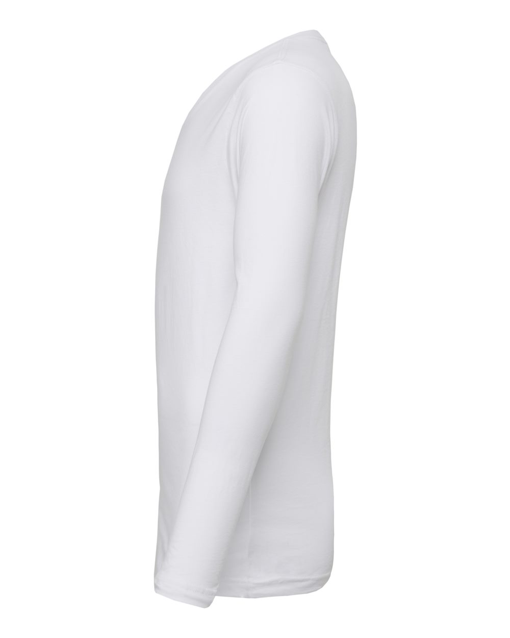 White Long Sleeve V-Neck Tee - 3425