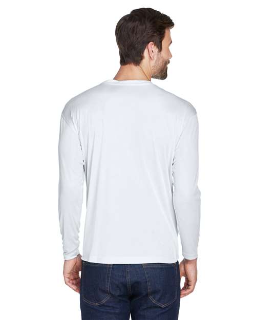 White Men's Cool & Dry Sport Long Sleeve Performance Interlock T-Shirt - 8422