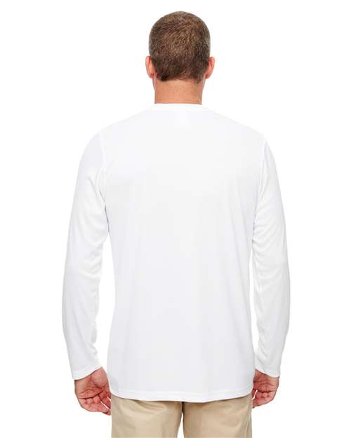 White Men's Cool & Dry Sport Performance Long Sleeve T-Shirt - 8622