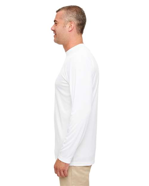 White Men's Cool & Dry Sport Performance Long Sleeve T-Shirt - 8622