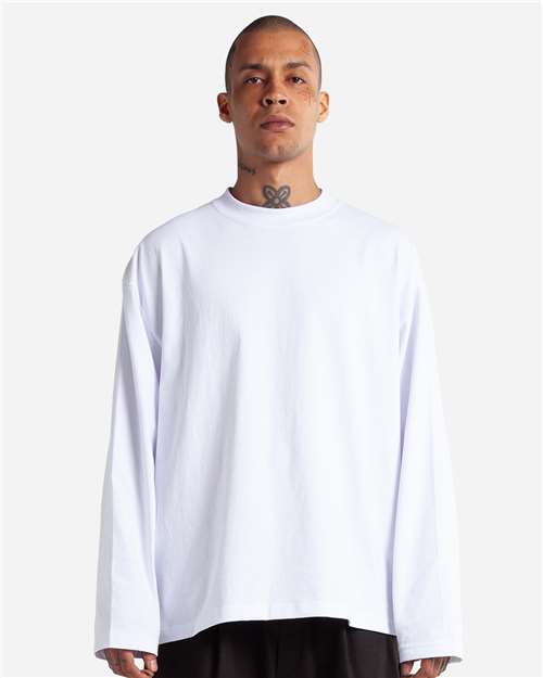 White Men's Max Heavyweight Oversized Long Sleeve T-Shirt - MOL