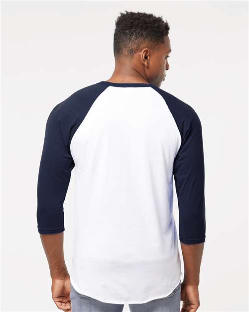 White/ Navy Fine Jersey Raglan T-Shirt - 245