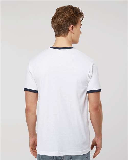 White/ Navy Fine Jersey Ringer T-Shirt - 246