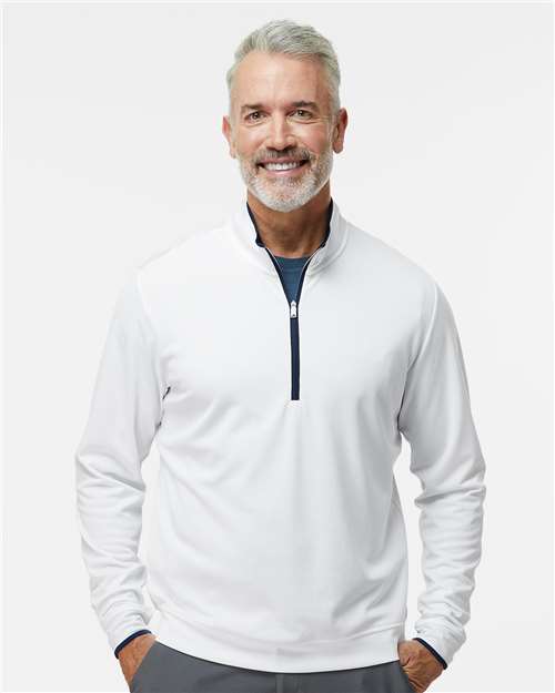 White/ Navy Lightweight Quarter-Zip Pullover - A2002