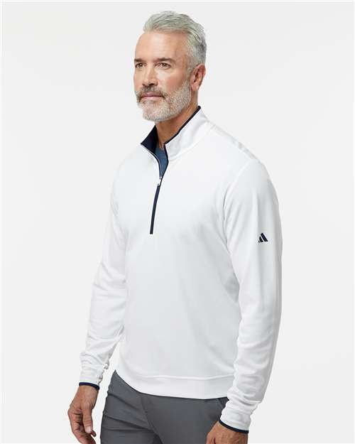 White/ Navy Lightweight Quarter-Zip Pullover - A2002