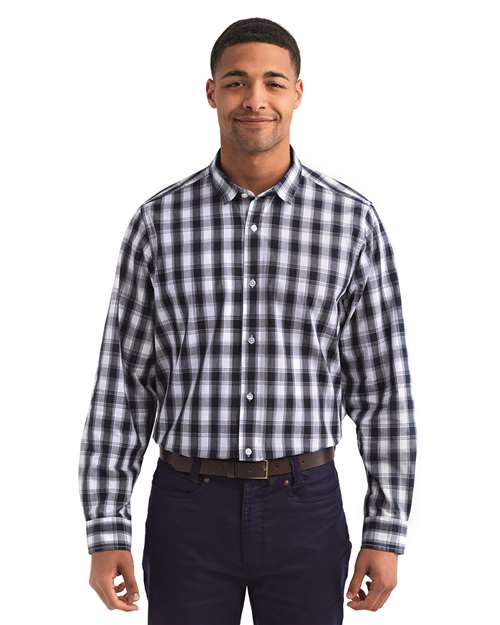 White/ Navy Men's Mulligan Check Cotton Shirt - RP250