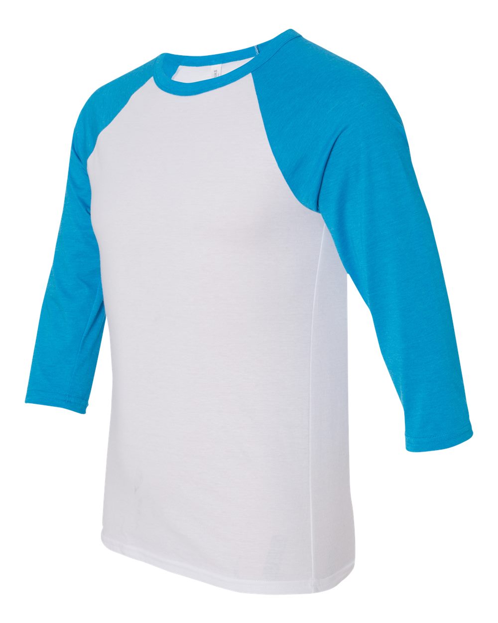 White/ Neon Blue Three-Quarter Sleeve Baseball Tee - 3200