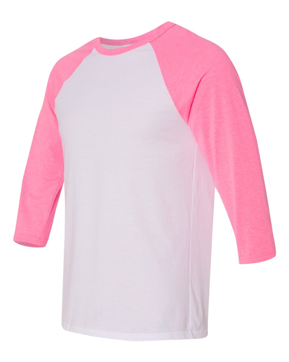 White/ Neon Pink Three-Quarter Sleeve Baseball Tee - 3200