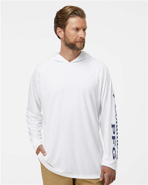 White/ Nightshade PFG Terminal Tackle™ Hooded Long Sleeve T-Shirt - 212482