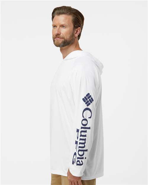 White/ Nightshade PFG Terminal Tackle™ Hooded Long Sleeve T-Shirt - 212482