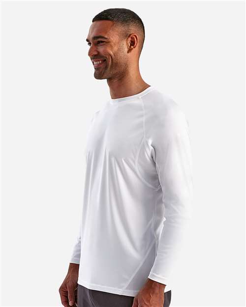 White Panelled Long Sleeve Tech T-Shirt - TD050