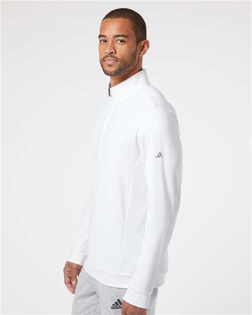 White Performance Textured Quarter-Zip Pullover - A295