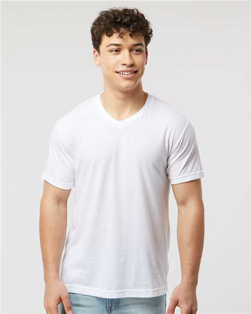 White Poly-Rich V-Neck T-Shirt - 207