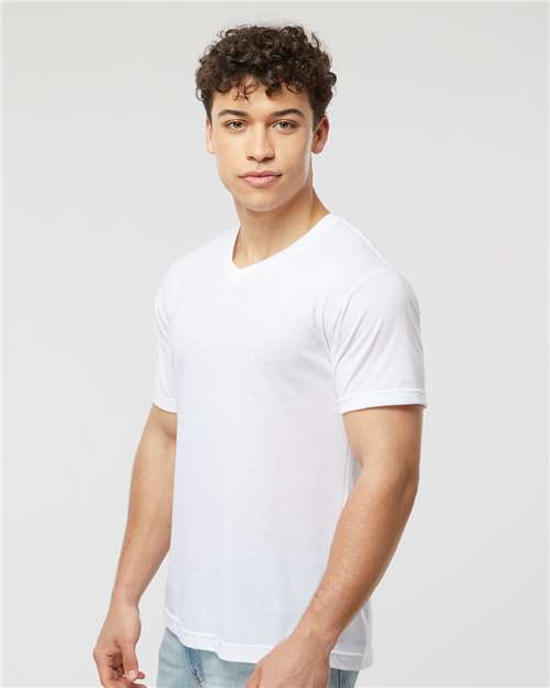 White Poly-Rich V-Neck T-Shirt - 207