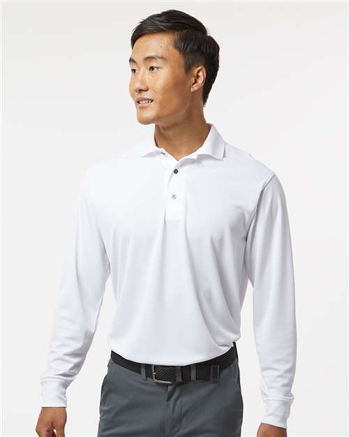 White Prescott Long Sleeve Polo - 110