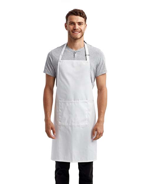 White Recycled Bib Apron with Pocket - RP154