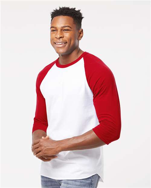 White/ Red Fine Jersey Raglan T-Shirt - 245