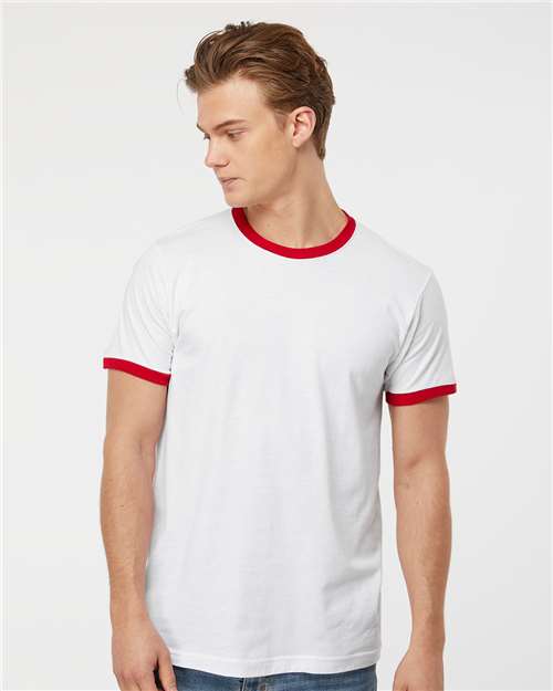 White/ Red Fine Jersey Ringer T-Shirt - 246