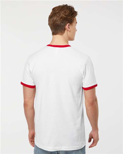 White/ Red Fine Jersey Ringer T-Shirt - 246