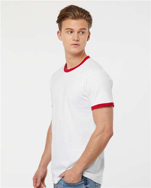 White/ Red Fine Jersey Ringer T-Shirt - 246