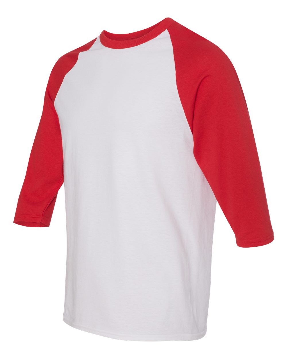 White/ Red Heavy Cotton™ Raglan Three-Quarter Sleeve T-Shirt - 5700