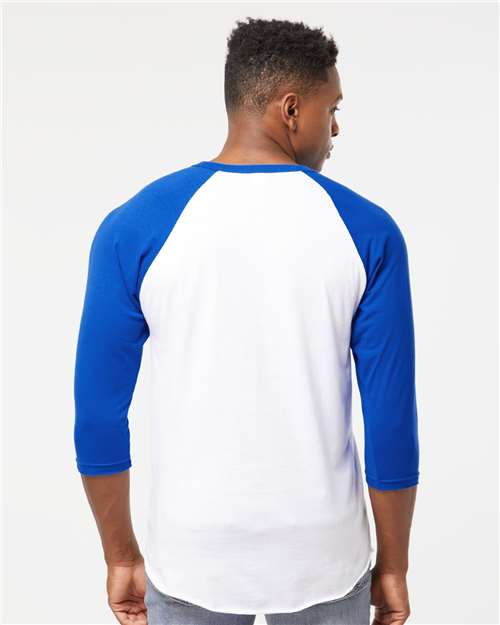 White/ Royal Fine Jersey Raglan T-Shirt - 245