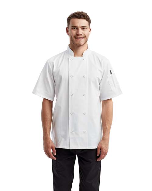 White Short Sleeve Recycled Chef Coat - RP656