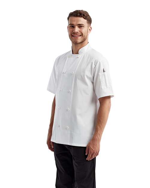 White Short Sleeve Recycled Chef Coat - RP656