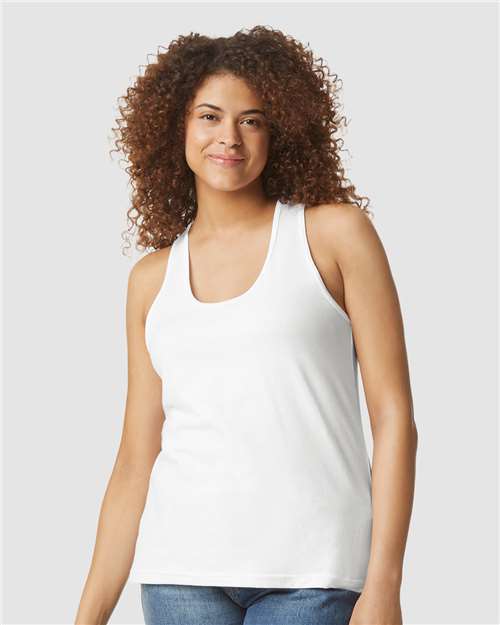 White Softstyle® Women’s CVC Racerback Tank Top - 64220LCVC
