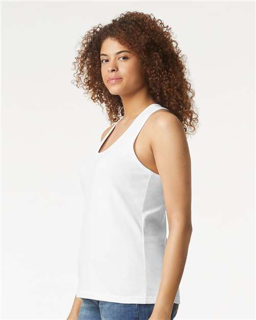 White Softstyle® Women’s CVC Racerback Tank Top - 64220LCVC