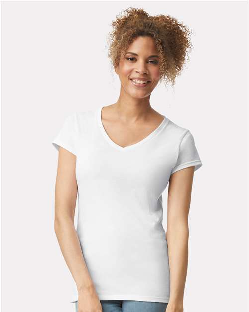 White Softstyle® Women’s V-Neck T-Shirt - 64V00L