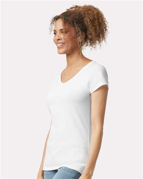 White Softstyle® Women’s V-Neck T-Shirt - 64V00L