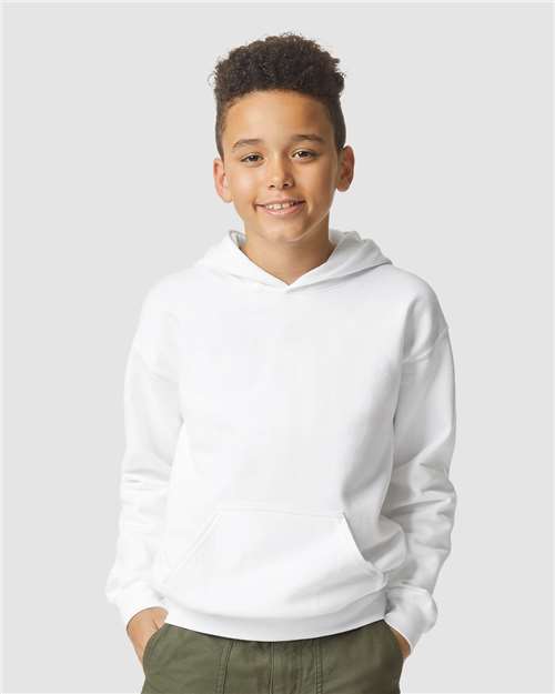 White Softstyle® Youth Midweight Hooded Sweatshirt - SF500B