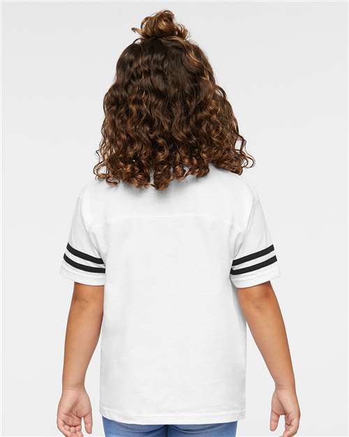 White Solid/ Black Toddler Football Fine Jersey Tee - 3037