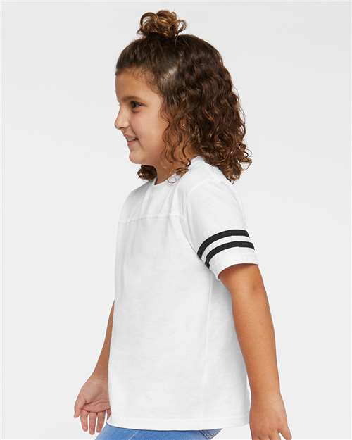 White Solid/ Black Toddler Football Fine Jersey Tee - 3037