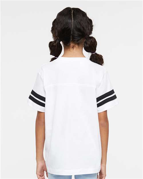 White Solid/ Black Youth Football Fine Jersey Tee - 6137