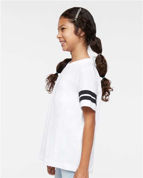 White Solid/ Black Youth Football Fine Jersey Tee - 6137