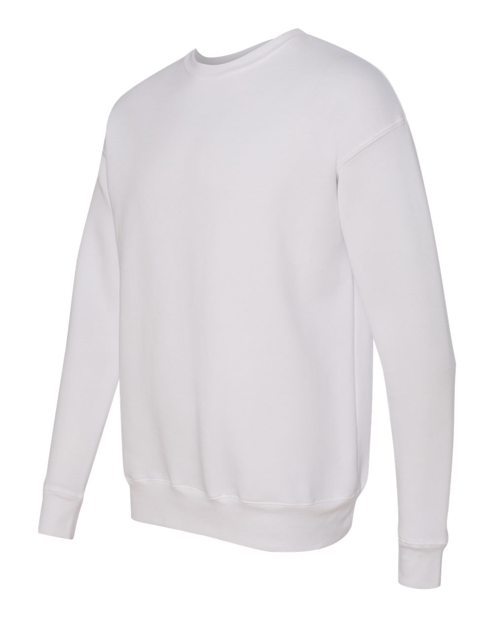 White Sponge Fleece Drop Shoulder Crewneck Sweatshirt - 3945