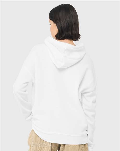 White Sponge Fleece Drop Shoulder Hoodie - 3729