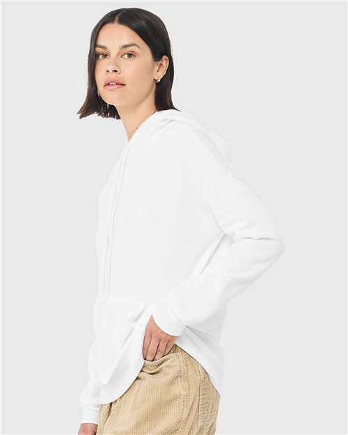 White Sponge Fleece Drop Shoulder Hoodie - 3729