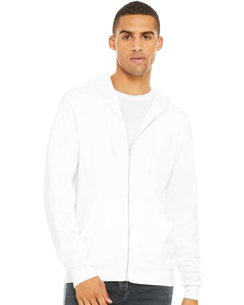 White Sponge Fleece Full-Zip Hoodie - 3739