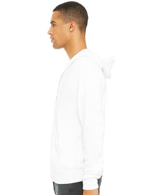 White Sponge Fleece Full-Zip Hoodie - 3739