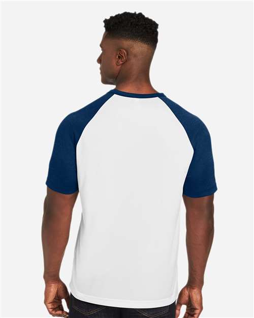 White/ Sport Dark Navy Heather Unisex Zone Colorblock Raglan T-Shirt - TT62