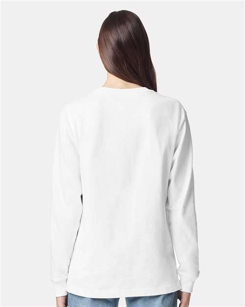 White Super Heavyweight Long Sleeve Pocket Tee - 9410
