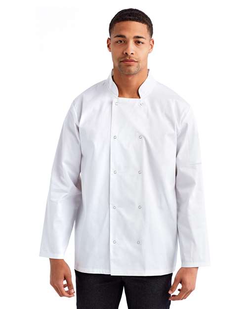 White Ten Studded Front Chef Coat - RP665