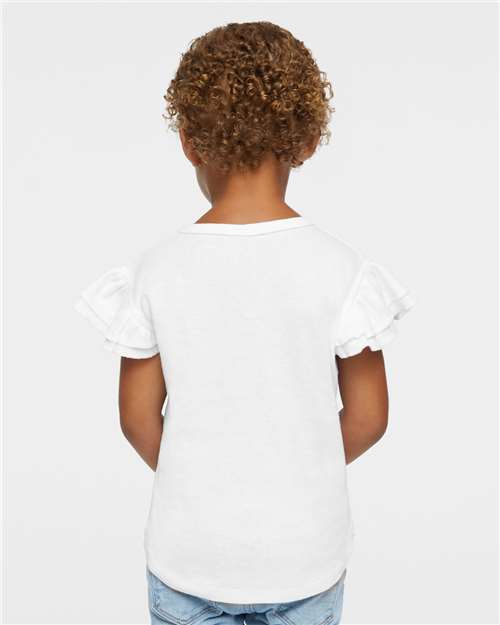 White Toddler Flutter Sleeve Tee - 3339