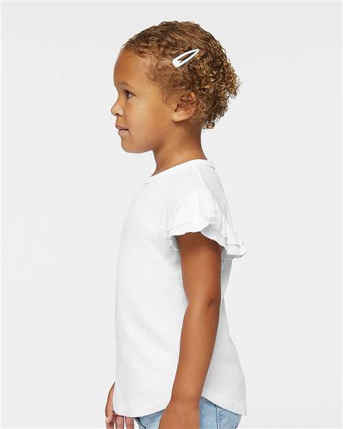 White Toddler Flutter Sleeve Tee - 3339