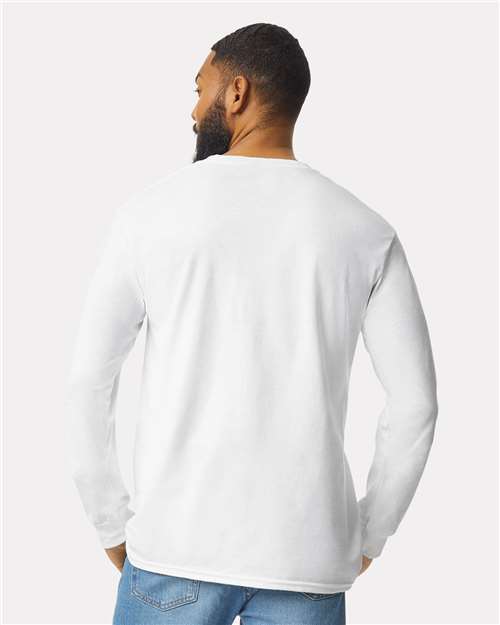 White Ultra Cotton® Long Sleeve Pocket T-Shirt - 2410