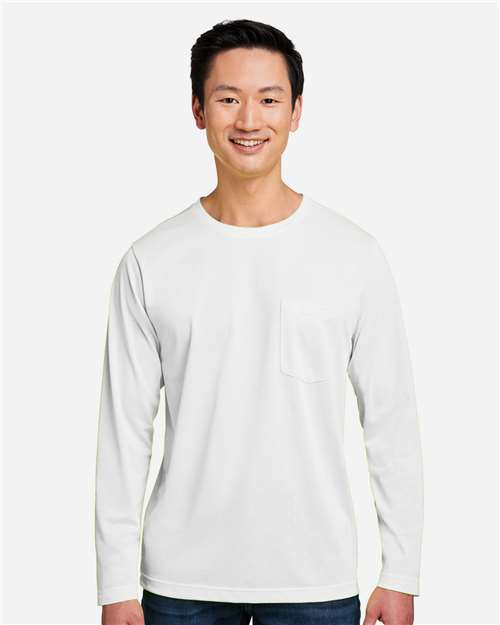 White Unisex Charge Snag and Soil Protect Long Sleeve T-Shirt - M118L